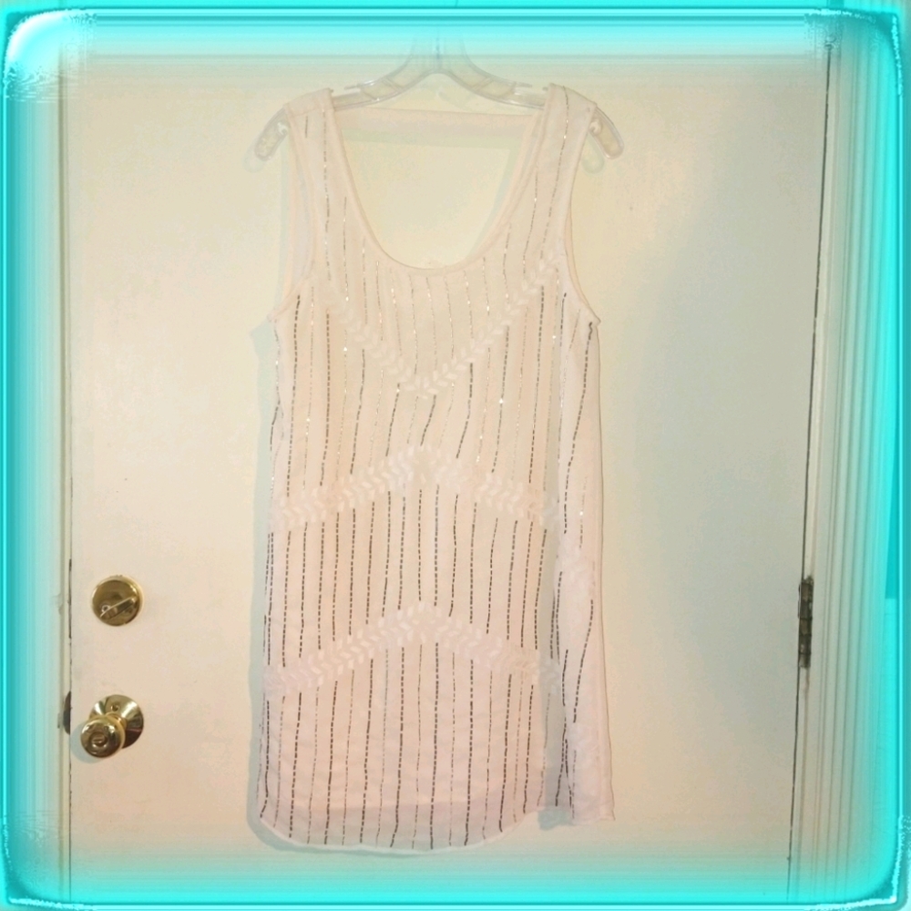 Gentle Fawn Flapper Girl beaded dress beige Great Gatsby NWT ivory prom retro - Picture 2 of 10